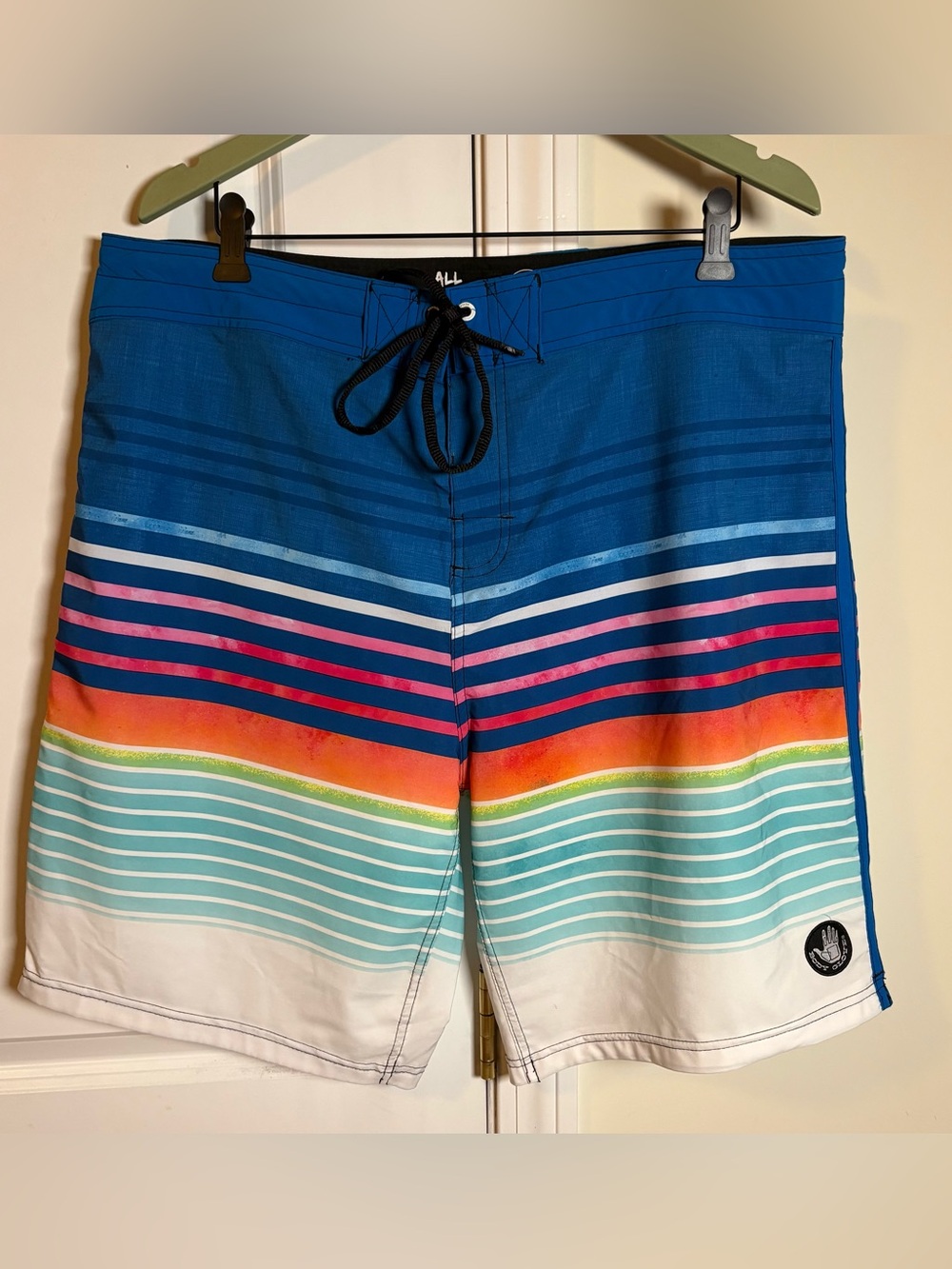 Body Glove “Vapor” Blue and Multicolor Striped Board Shorts